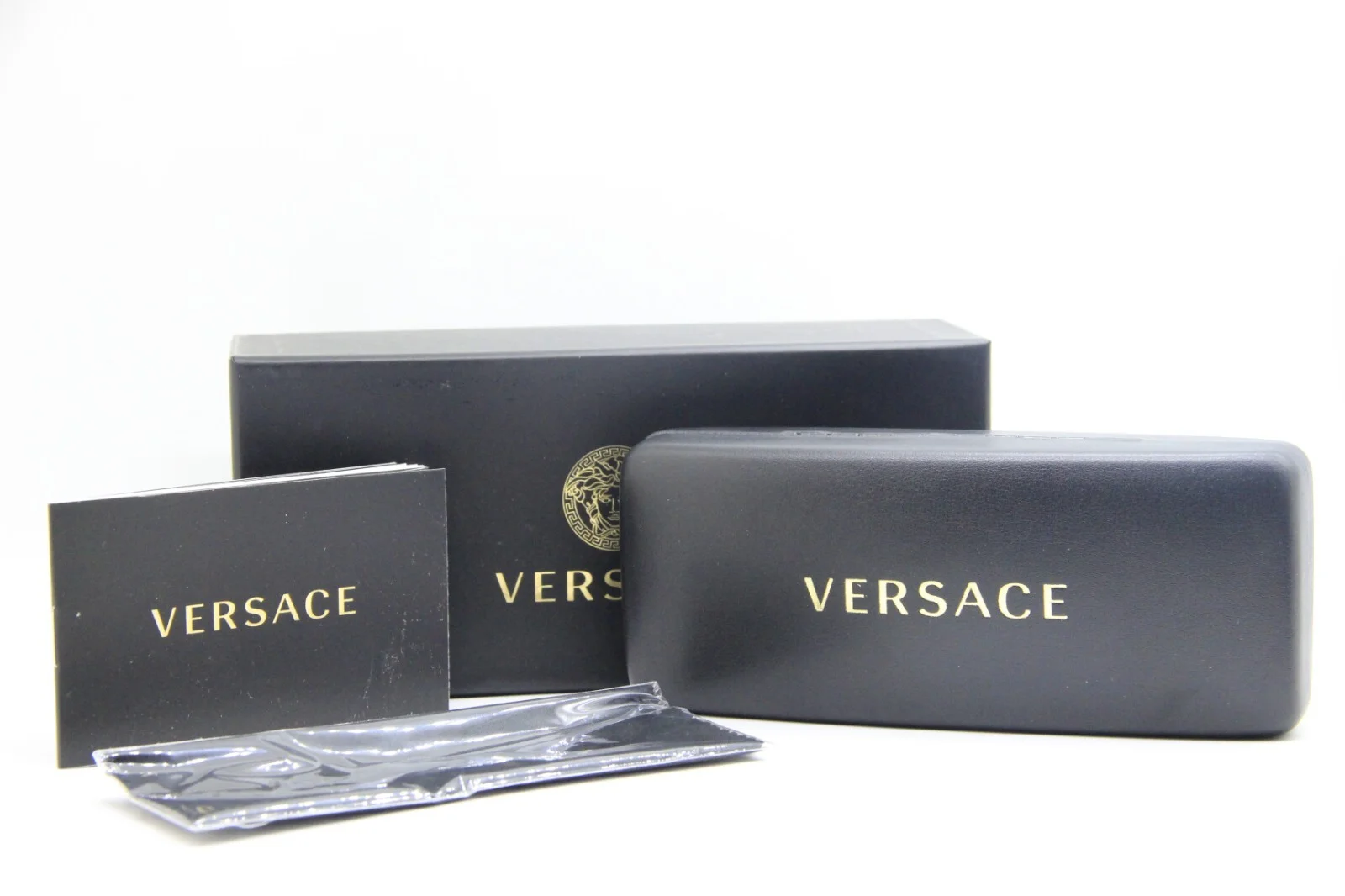 NEW VERSACE BLACK AUTHENTIC EYEGLASSES SUNGLASSES CASE W/CLOTH 2